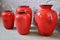 Large Red Vases from Schmider Zell, 1960s, Set of 4 3