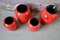 Large Red Vases from Schmider Zell, 1960s, Set of 4 4