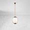 Pendant Light with Brass & Metal Structure and Opaline Glass Diffuser attributed to Angelo Lelli for Arredoluce, 1950s 1