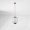 Pendant Light with Brass & Metal Structure and Opaline Glass Diffuser attributed to Angelo Lelli for Arredoluce, 1950s 2