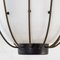 Lampada a sospensione con struttura in ottone e metallo e diffusore in vetro opalino attribuita ad Angelo Lelli per Arredoluce, anni '50, Immagine 3