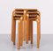 Vintage Frosta Bentwood Stacking Stools by Alvar Aalto for Ikea, 1990s, Set of 4, Image 10