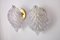 Murano Leaf Sconces in in Frosted Glass attributed to Mazzega, Italy, 1970, Set of 2 6