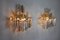 Venini Sconces with 3 Levels in Murano Glass from Venini, Italy, 1970s, Set of 2 3