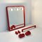 Red Bathroom Set from Gedy, 1970s, Set of 6 1