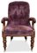 William IV Scroll Arm Button Back Library Armchair in Velvet with Porcelain & Brass Castors 1