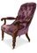 William IV Scroll Arm Button Back Library Armchair in Velvet with Porcelain & Brass Castors 2