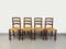 Vintage Brutalist Dining Chairs in Wood and Straw by Georges Robert, 1960s, Set of 4 1