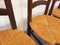 Sedie da pranzo brutaliste vintage in legno e paglia di Georges Robert, anni '60, set di 4, Immagine 4
