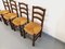 Sedie da pranzo brutaliste vintage in legno e paglia di Georges Robert, anni '60, set di 4, Immagine 13