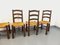 Chaises de Salle à Manger Vintage Brutaliste en Bois et Paille par Georges Robert, 1960s, Set de 4 9