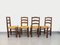Sedie da pranzo brutaliste vintage in legno e paglia di Georges Robert, anni '60, set di 4, Immagine 11