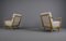 Butacas de madera y tela Boucle blanca, años 50. Juego de 2, Imagen 7
