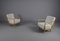 Butacas de madera y tela Boucle blanca, años 50. Juego de 2, Imagen 2
