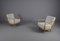 White Boucle Fabric and Wooden Armchairs, 1950s, Set of 2, Image 2