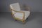 Armlehnstühle aus weißem Boucle Stoff & Holz, 1950er, 2er Set 9