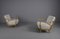 Fauteuils en Tissu Bouclé Blanc et Bois, 1950s, Set de 2 3