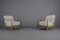 White Boucle Fabric and Wooden Armchairs, 1950s, Set of 2 1