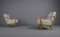 White Boucle Fabric and Wooden Armchairs, 1950s, Set of 2, Image 4