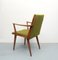 Chair with Armrests in Cherry, Green Fabric, 1955 4