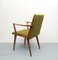 Stuhl mit Armlehnen aus Kirschholz, Grüner Stoff, 1955 4