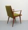 Stuhl mit Armlehnen aus Kirschholz, Grüner Stoff, 1955 5