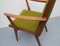 Stuhl mit Armlehnen aus Kirschholz, Grüner Stoff, 1955 3