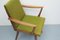 Stuhl mit Armlehnen aus Kirschholz, Grüner Stoff, 1955 2