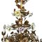 Golden Metal Chandelier with Porcelain Roses, 1900s 4