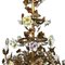 Goldener Kronleuchter aus Metall mit Porzellanrosen, 1900er 4