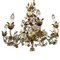 Golden Metal Chandelier with Porcelain Roses, 1900s 7