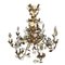 Golden Metal Chandelier with Porcelain Roses, 1900s, Image 2