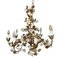 Golden Metal Chandelier with Porcelain Roses, 1900s 1