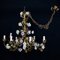 Golden Metal Chandelier with Porcelain Roses, 1900s, Image 9