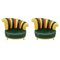 Multicolor Fabric Armchairs with Asymmetrical Backrest, Set of 2, Image 1