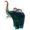 Modernist Blue and Green Sommerso Murano Glass Elephant by Vincenzo Nason, 1980s 1