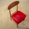 Scandinavian Wooden Chairs with Red Fabric Seat, 1960s, Set of 4 2