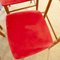 Scandinavian Wooden Chairs with Red Fabric Seat, 1960s, Set of 4, Image 3