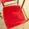 Sillas escandinavas de madera con asiento de tela roja, años 60. Juego de 4, Imagen 3