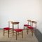 Skandinavische Holzstühle mit rotem Stoffsitz, 1960er, 4er Set 8