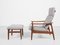 Mid-Century Danish Adjustable Lounge Chair and Ottoman in Teak attributed to Arne Vodder for Cado, 1960s, Set of 2, Image 3