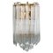 Triedroglass Tree Tears Clear Gold Glass Brass Sconce from Venini, 1970s, Image 1