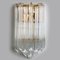 Triedroglass Tree Tears Clear Gold Glass Brass Sconce from Venini, 1970s, Image 2