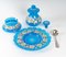 19th Century Water Service in Blue Opaline Glass, Set of 3 8