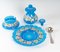19th Century Water Service in Blue Opaline Glass, Set of 3 4