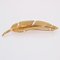 French 18 Karat Yellow Gold Chiseled Feather Brooch, 1960s 4