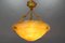 Art Deco Amber-Colored Alabaster and Bronze Pendant Light, 1930 13