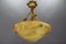 Art Deco Amber-Colored Alabaster and Bronze Pendant Light, 1930, Image 4