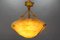 Art Deco Amber-Colored Alabaster and Bronze Pendant Light, 1930, Image 11