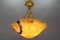 Art Deco Amber-Colored Alabaster and Bronze Pendant Light, 1930 6